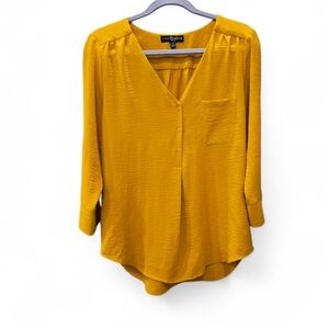 Fred David Mustard V-Neck Blouse